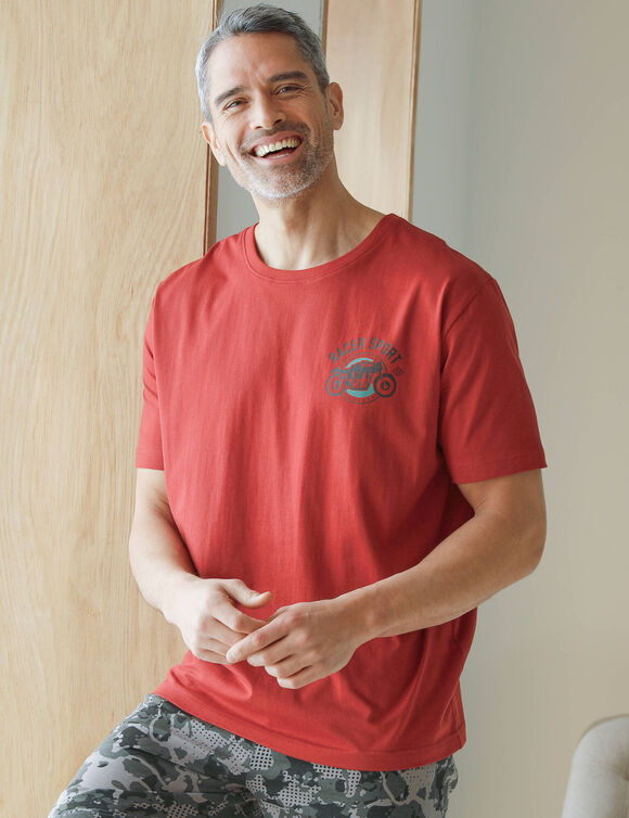 T-shirt pyjama impression poitrine manches courtes (rouille) T-shirt pyjama impression poitrine manches courtes (rouille)